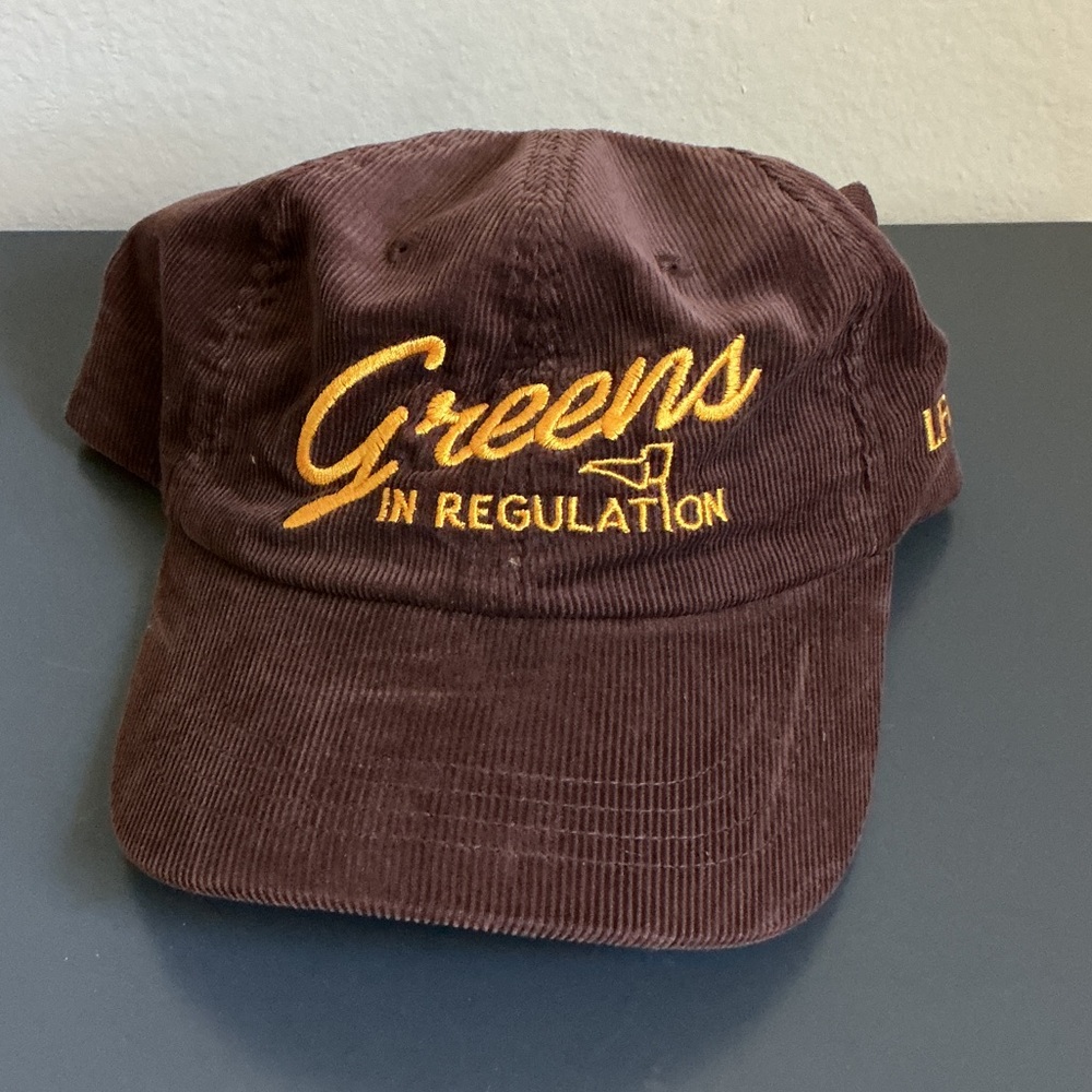 Brown Corduroy Golf Cap with Yellow Embroidery